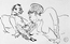 Caricature of Lautrec and Lili Grenier