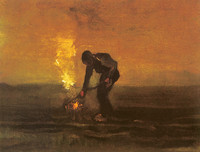 Campesino quemando maleza, Drente