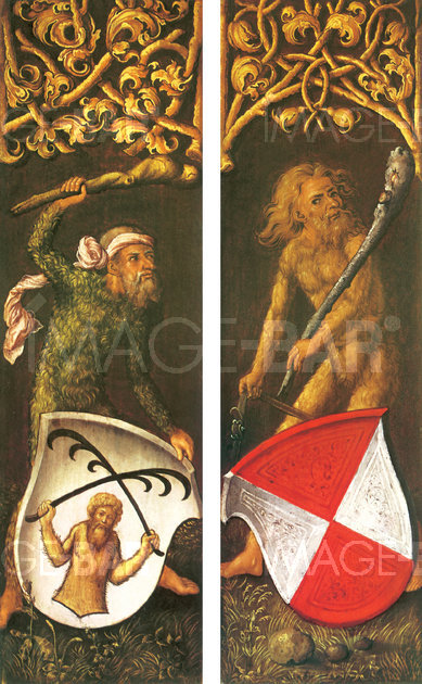 Sylvan Men with Heraldic Shields, Wings of Portrait of Oswald Krell