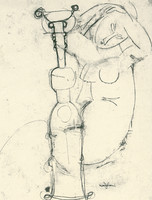 Sheet of Studies with African Sculpture and Caryatid