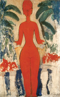Standing Nude with Garden Background