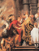 Saint Ambroise refuse à l’Empereur Théodose l’entrée dans la cathédrale de Milan