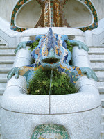 Park Güell, Salamander, bedeckt mit Trencadis-Mosaiken