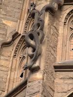 Tempel der Sagrada Familia, Fassade der Geburt, Detail eines Tieres, Schlange an der Apsis