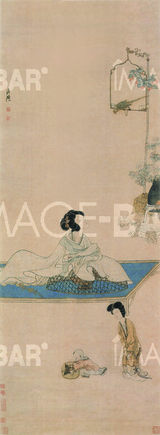 Reclining with Incense Burner (hanging scroll)