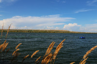 A Lake and Aerogenerators in Burqin