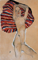 Nude over a colored material