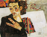 Self-Portrait with Black Clay Vase and Spread Fingers