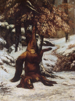 Dead Fox Hanging from a Tree in the Snow