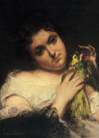 Portrait of a Woman Holding a Parrot
