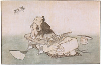 Der chinesische Philosoph Soshi betrachtet Schmetterlinge, Auszug aus dem Album Studien nach der Natur (Hokusai shashin gafu)