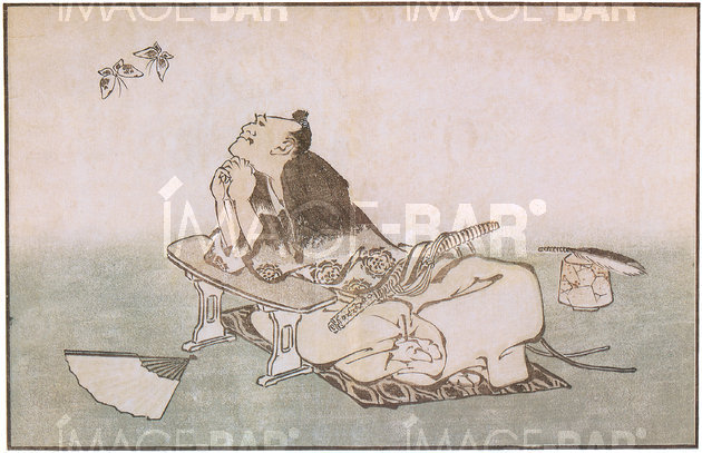 Chinese Philosopher Soshi Watching Butterflies, from the Album of Images from Nature by Hokusai (Hokusai shashin gafu)