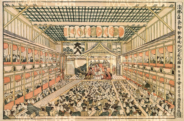 Kabuki Theater in Edo seen from an Original Perspective