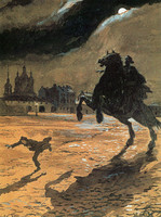Alexander Benois, The Bronze Horseman, Entwurf für einen Brief nach Puschkins Gedicht