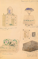 Dessin pour les accessoires et le mobilier destinés au ballet Le Spectre de la rose