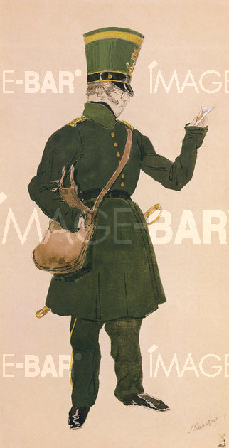 Design for the costume of the postman in the ballet The Fairy Doll