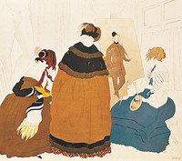Im Atelier einer Künstlerin, Plakatentwurf für die Ausstellung von Werken russischer Künstler in der Wiener Sezession