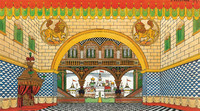 Ivan Bilibin, Tsar Dodon's Palace, stage-set design for Act I of The Golden Cockerel by Nikolai Rimski- Korsalov.
