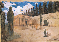 Dessin d’un décor pour le ballet Hyppolyte