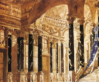 Dessin pour le décor de la scène I du prologue pour le ballet La Belle au bois dormant