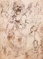 Study of nursing Madonna and profile Heads