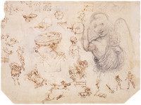Leonardo da Vinci and disciples, Studies with the Angel of The Annunciation