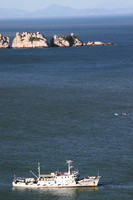 A fisheries administration ship sails on the sea