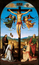 Kreuzigung mit zwei Engeln, der Jungfrau Maria und drei Heiligen (Mond-Kreuzigung)